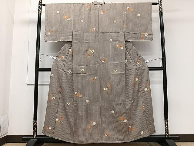 平和屋着物▽上質な小紋 単衣 花唐草文 金彩 正絹 逸品 CAAW1357xi