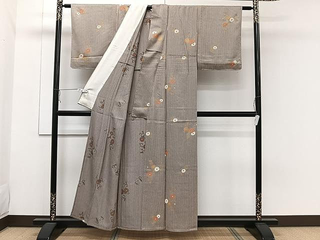 平和屋着物▽上質な小紋 単衣 花唐草文 金彩 正絹 逸品 CAAW1357xi