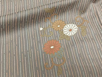平和屋着物▽上質な小紋 単衣 花唐草文 金彩 正絹 逸品 CAAW1357xi