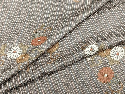 平和屋着物▽上質な小紋 単衣 花唐草文 金彩 正絹 逸品 CAAW1357xi