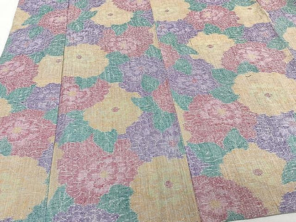 平和屋着物▽上質な紬 単衣 牡丹尽くし 正絹 逸品 CAAW1359xi