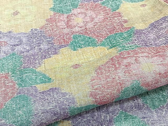 平和屋着物▽上質な紬 単衣 牡丹尽くし 正絹 逸品 CAAW1359xi