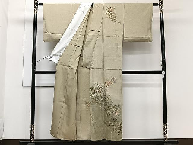 平和屋着物▽中国三大刺繍 スワトウ刺繍 訪問着 単衣 駒刺繍 流水雪輪花文 暈し染め 金彩 正絹 逸品 CAAW1360xi