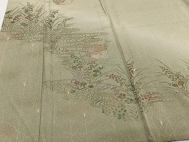 平和屋着物▽中国三大刺繍 スワトウ刺繍 訪問着 単衣 駒刺繍 流水雪輪花文 暈し染め 金彩 正絹 逸品 CAAW1360xi