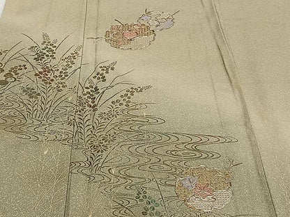 平和屋着物▽中国三大刺繍 スワトウ刺繍 訪問着 単衣 駒刺繍 流水雪輪花文 暈し染め 金彩 正絹 逸品 CAAW1360xi