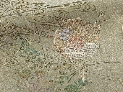 平和屋着物▽中国三大刺繍 スワトウ刺繍 訪問着 単衣 駒刺繍 流水雪輪花文 暈し染め 金彩 正絹 逸品 CAAW1360xi