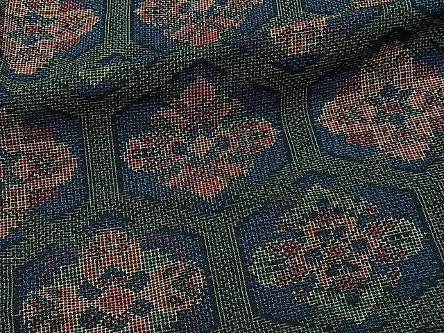 平和屋着物▽上質な紬　単衣　亀甲花文　正絹　逸品　CAAW1364xi