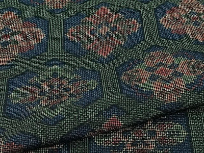 平和屋着物▽上質な紬　単衣　亀甲花文　正絹　逸品　CAAW1364xi