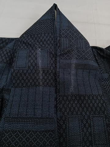 平和屋着物▽上質な紬　単衣　幾何学文　正絹　逸品　CAAW1365xi