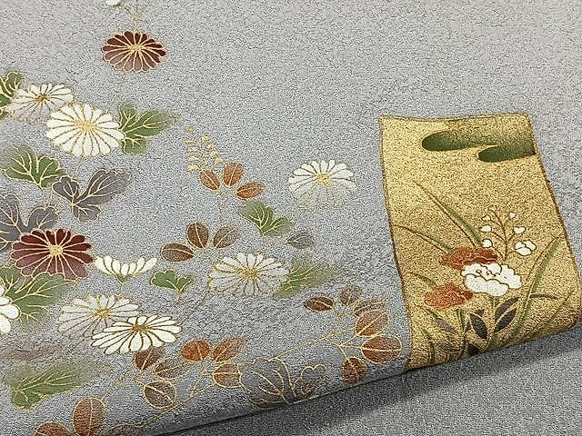 平和屋着物▽訪問着 単衣 短冊草花文 金彩 正絹 逸品 CAAW1368xi