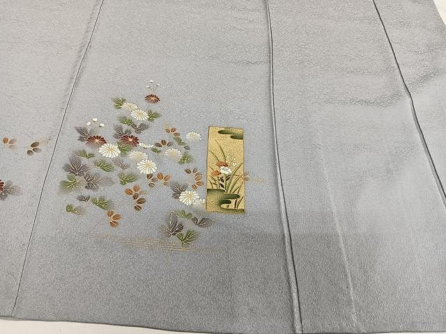 平和屋着物▽訪問着 単衣 短冊草花文 金彩 正絹 逸品 CAAW1368xi