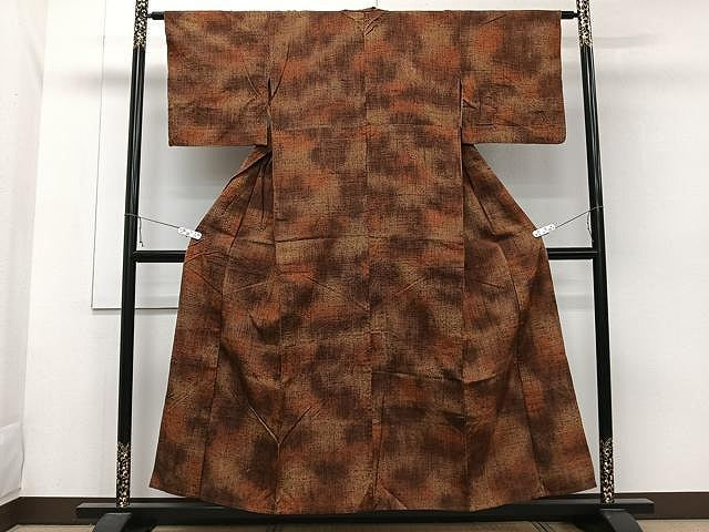 平和屋着物▽上質な紬 単衣 霞文 正絹 逸品 CAAW1369xi