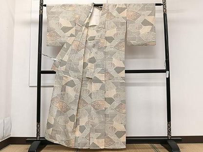 平和屋着物▽本塩沢 単衣 吉祥文 正絹 逸品 CAAW1370xi