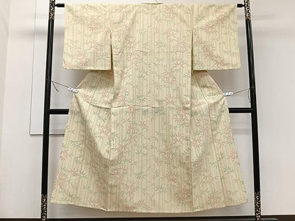 平和屋着物▽本塩沢 単衣 笹竹文 正絹 逸品 未使用 CAAW1371xi