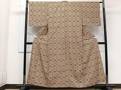 平和屋着物▽本場染大島紬 単衣 七宝花文 正絹 逸品 CAAW1375xi