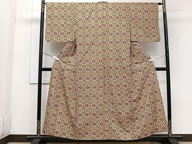 平和屋着物▽本場染大島紬 単衣 七宝花文 正絹 逸品 CAAW1375xi