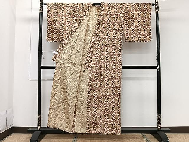平和屋着物▽本場染大島紬 単衣 七宝花文 正絹 逸品 CAAW1375xi