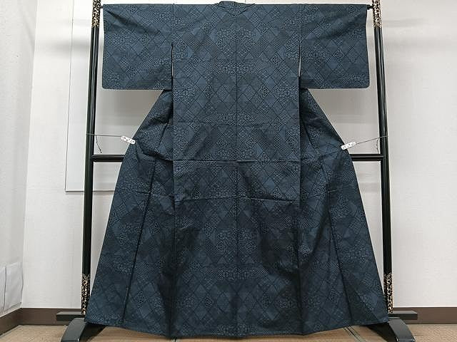平和屋着物▽本場大島紬　単衣　7マルキ　花菱文　正絹　逸品　未使用　CAAW1376xi