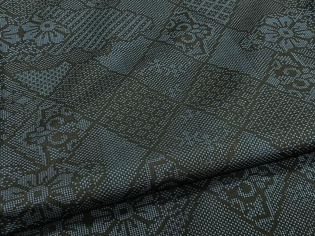 平和屋着物▽本場大島紬　単衣　7マルキ　花菱文　正絹　逸品　未使用　CAAW1376xi