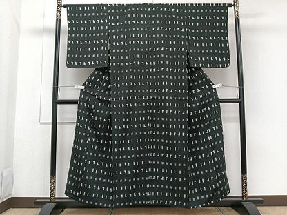 平和屋着物▽上質なお召 単衣 抽象文 正絹 逸品 CAAW1377xi
