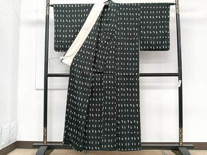 平和屋着物▽上質なお召 単衣 抽象文 正絹 逸品 CAAW1377xi