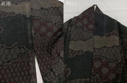 平和屋着物▽上質な紬 単衣 雲取り吉祥文 正絹 逸品 CAAW1378xi