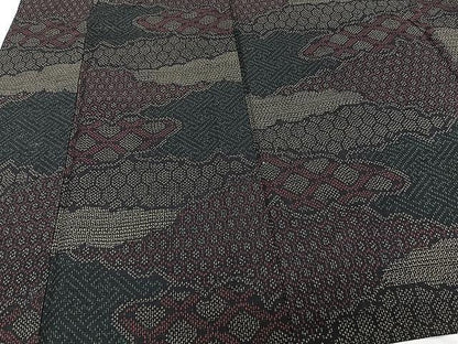平和屋着物▽上質な紬 単衣 雲取り吉祥文 正絹 逸品 CAAW1378xi