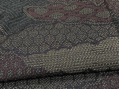 平和屋着物▽上質な紬 単衣 雲取り吉祥文 正絹 逸品 CAAW1378xi