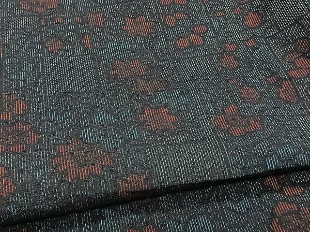 平和屋着物▽上質な紬 単衣 草花文 正絹 逸品 CAAW1379xi