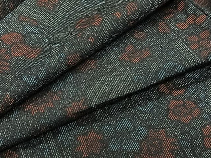 平和屋着物▽上質な紬 単衣 草花文 正絹 逸品 CAAW1379xi