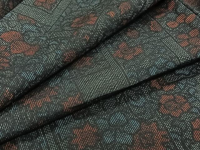 平和屋着物▽上質な紬 単衣 草花文 正絹 逸品 CAAW1379xi