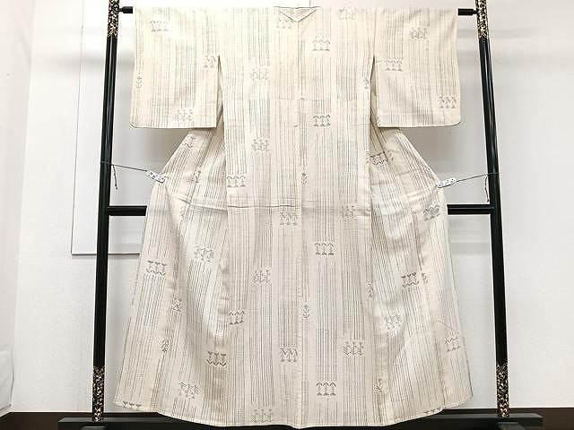 平和屋着物▽古志紬 単衣 花間道 加納別誂 反端付き 正絹 逸品 CAAW1380xi