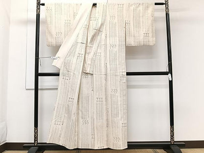平和屋着物▽古志紬 単衣 花間道 加納別誂 反端付き 正絹 逸品 CAAW1380xi