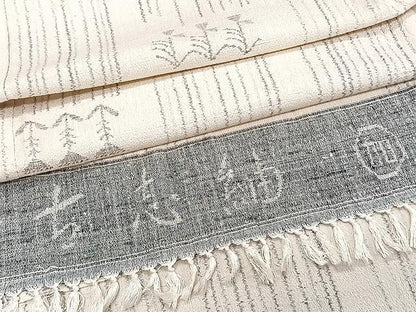 平和屋着物▽古志紬 単衣 花間道 加納別誂 反端付き 正絹 逸品 CAAW1380xi