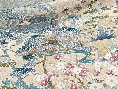 平和屋着物▽訪問着　単衣　友禅　風景文　暈し染め　正絹　逸品　CAAW1381xi