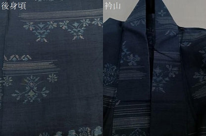 平和屋着物▽上質な紬 単衣 草花文 正絹 逸品 CAAW1382xi