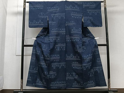 平和屋着物▽上質な紬 単衣 草花文 正絹 逸品 CAAW1382xi