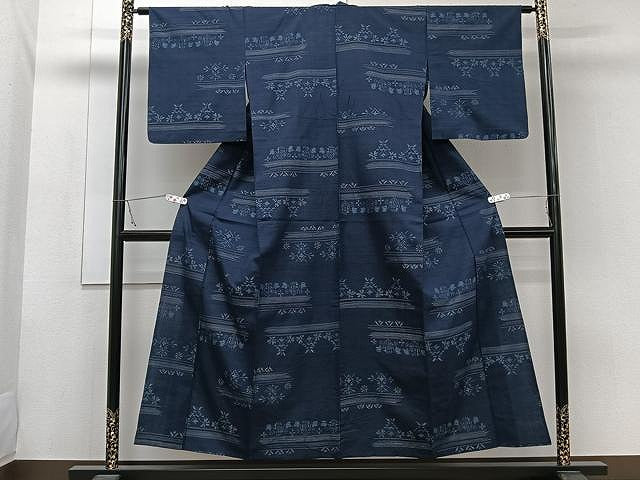 平和屋着物▽上質な紬 単衣 草花文 正絹 逸品 CAAW1382xi