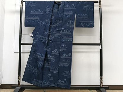 平和屋着物▽上質な紬 単衣 草花文 正絹 逸品 CAAW1382xi