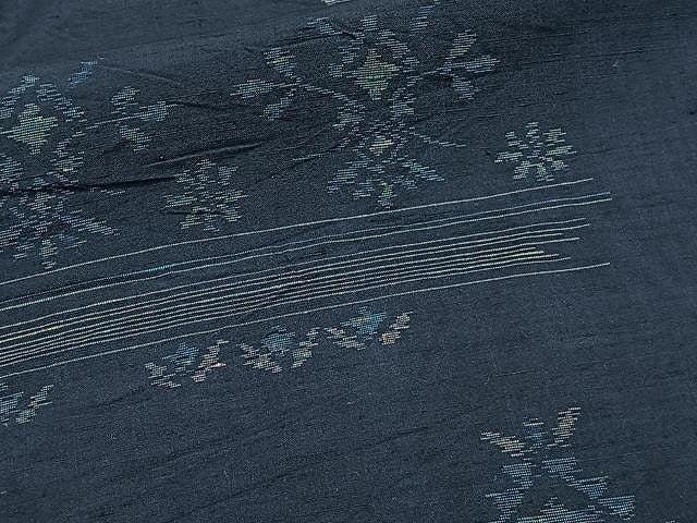 平和屋着物▽上質な紬 単衣 草花文 正絹 逸品 CAAW1382xi