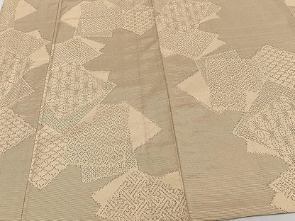 平和屋着物▽上質な紬 単衣 色紙吉祥文 正絹 逸品 CAAW1383xi