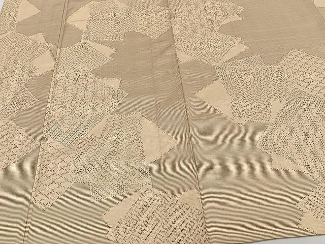 平和屋着物▽上質な紬 単衣 色紙吉祥文 正絹 逸品 CAAW1383xi