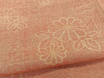 平和屋着物▽上質な紬 単衣 草花文 正絹 逸品 CAAW1384xi