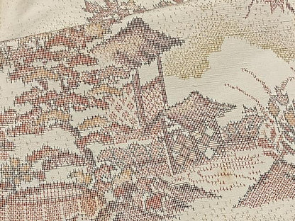 平和屋着物▽上質な紬 単衣 風景文 正絹 逸品 未使用 CAAW1385xi