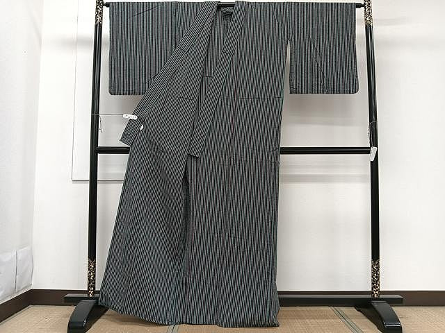 平和屋着物▽小紋 単衣 縞 CAAW1388xi
