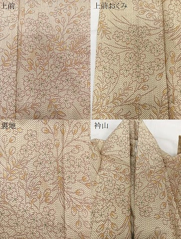 平和屋着物▽上質な紬 単衣 草花文 正絹 逸品 CAAW1390xi