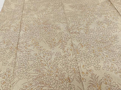 平和屋着物▽上質な紬 単衣 草花文 正絹 逸品 CAAW1390xi