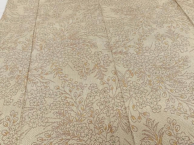 平和屋着物▽上質な紬 単衣 草花文 正絹 逸品 CAAW1390xi