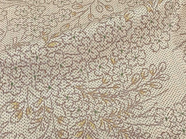 平和屋着物▽上質な紬 単衣 草花文 正絹 逸品 CAAW1390xi