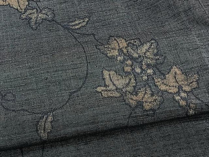 平和屋着物▽上質な紬 単衣 葡萄蔦の葉文 正絹 逸品 CAAW1391xi